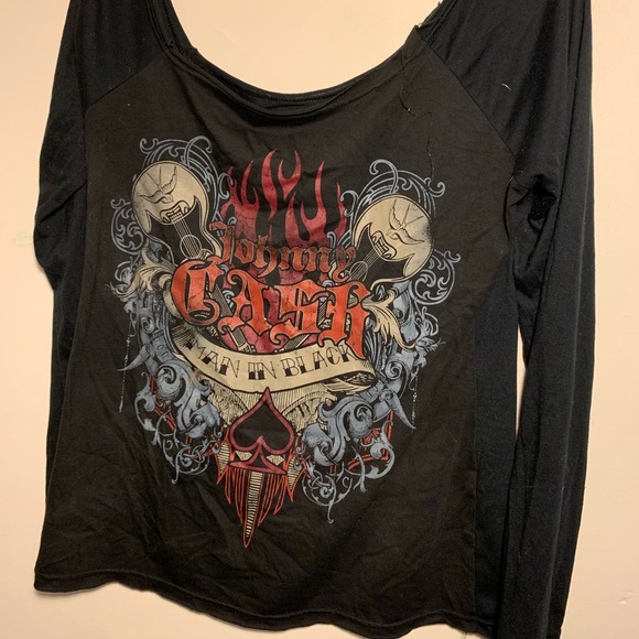 Shoulder Long Sleeve Johnny Cash Tee 